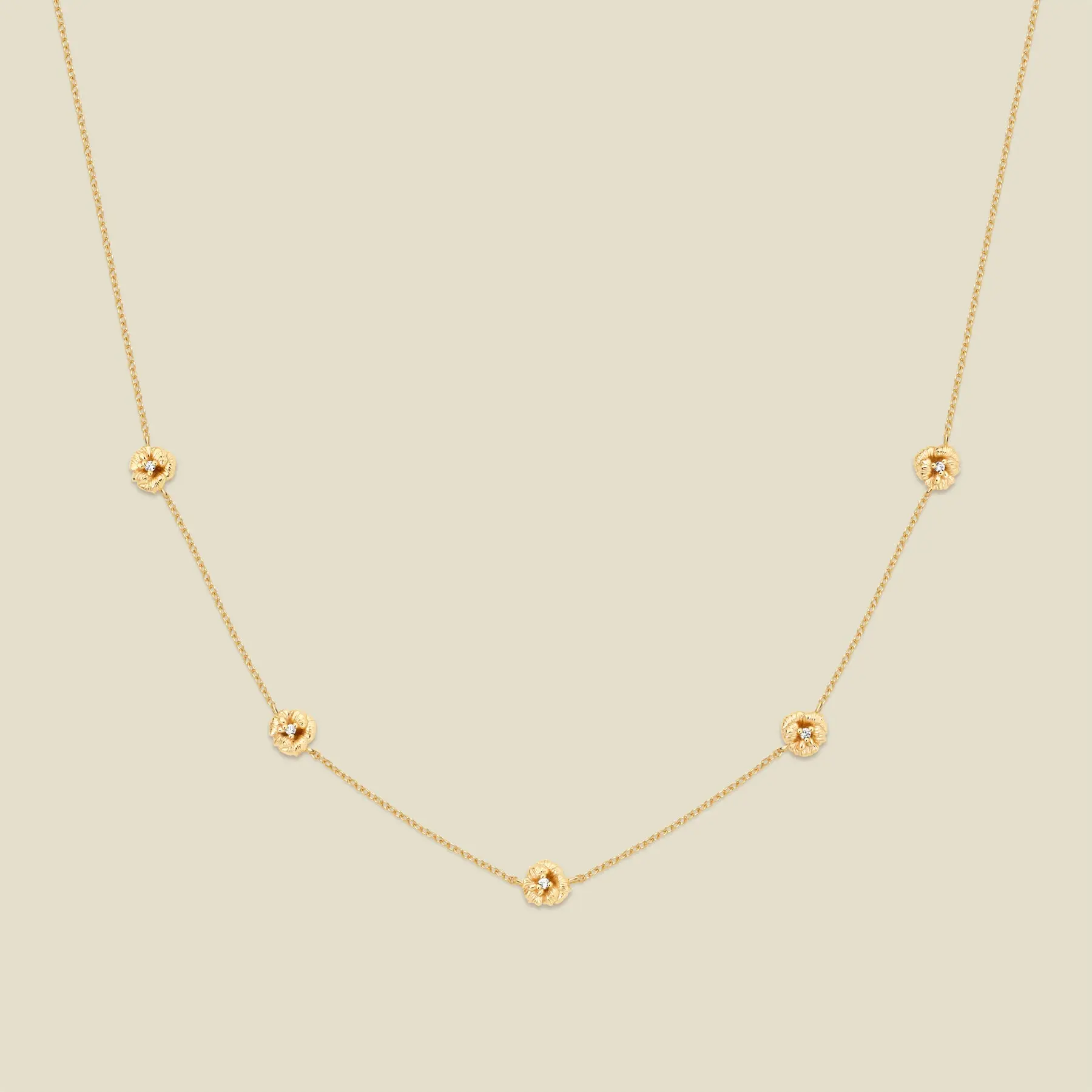 February CZ Birth Flower Station Necklace