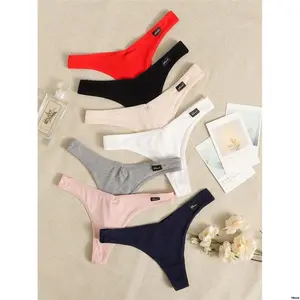 SheinUnderwear SleepwearBasics7packsLetterPatchDetailNoShowSexyThongs