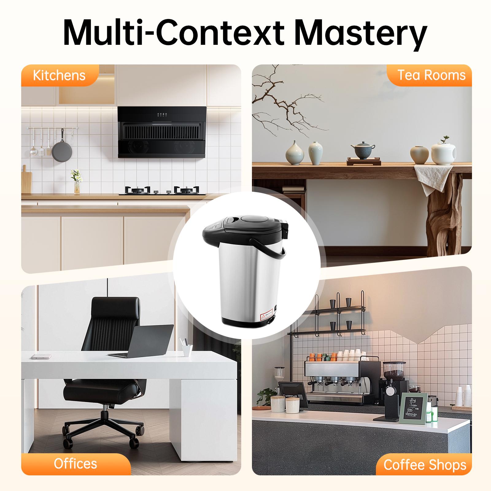 4L Hot Water Boiler 750W 3 Dispensing Modes Touch Push Air Pressure 304 Stainless Steel Insulated for Home Office Coffee Tea Kitchen