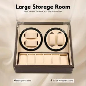 Automatic Watch Winder 4+6 Positions with Transparent Panels Silent Motor Large Storage Room for Watch Stores & Home Use