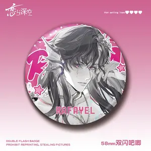 58mm Game Love and Deepspace Zayne Rafayel Caleb Sylus Xavier Cosplay COSTUME Badge Pin SPTE Tinplate Brooch Prop Xmas Gift