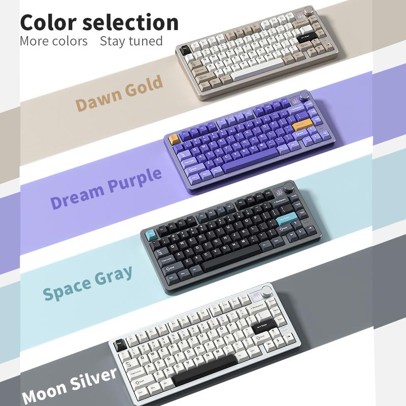 FURYCUBE F75 Wireless Gaming Keyboard Wired/Bluetooth/2.4G 3 Modes Mechanical Keyboard Custom Five-layer Gasket Muffler PBT Keycaps RGB 3/5-pin Hot Swappable Anodized 75% Aluminum Keyboard High-fidelity Music Rhythm Pure CNC   fathersdaygifts