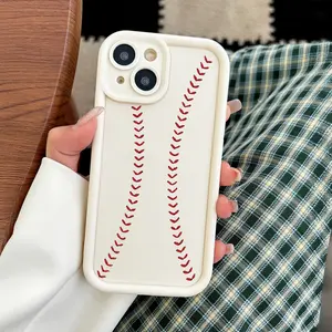 Creative Baseball Pattern Phone Case , Soft Silicone, Fully Protected and Shockproof For iPhone 17 16 15 Pro Max 14 13 12 11 X Plus Air 17E Pink Girl Mini