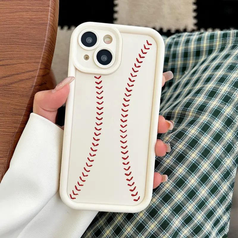 Creative Baseball Pattern Phone Case , Soft Silicone, Fully Protected and Shockproof For iPhone 17 16 15 Pro Max 14 13 12 11 X Plus Air 17E Pink Girl Mini