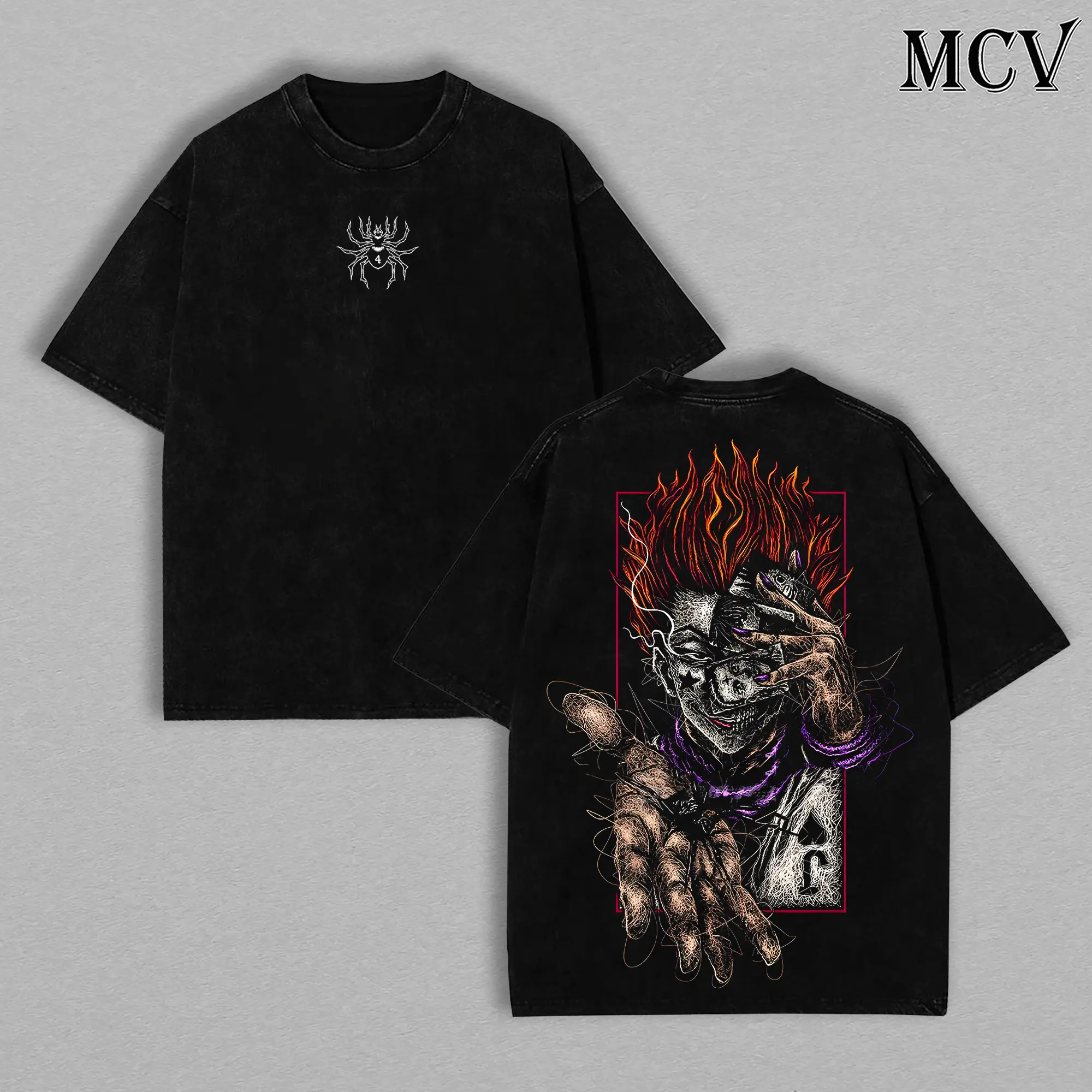 Hisoka T-Shirt - Hisoka Phantom Troupe Hunter x Hunter T-Shirt for Anime Double Printed Vintage Washed Tee Unisex Oversize Anime Manga Washed Heavyweight Cotton T-shirt, Gift For Anime Fan Lover