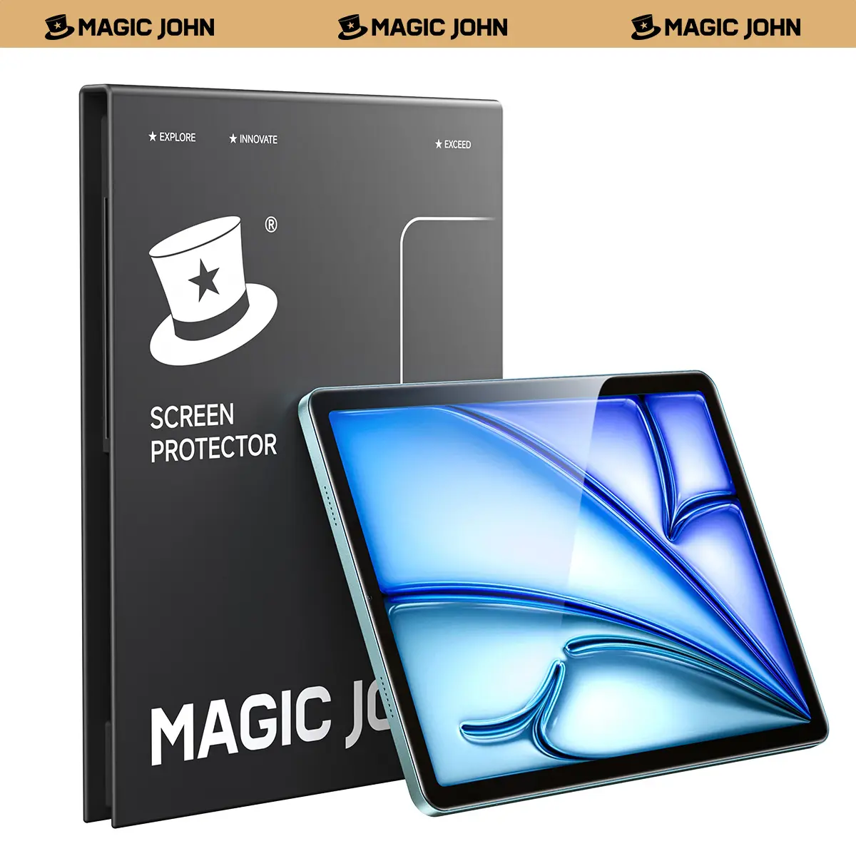 MAGIC JOHN iPad Tempered Glass Screen Protector - Durable (High Durability), Easy Installation, Pencil-Compatible, Case-Friendly Cover with Strong Protection, Tablet Accessory