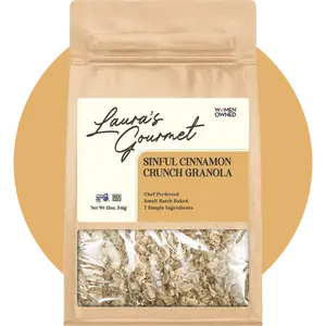 Laura's Gourmet Sinful Cinnamon Crunch Granola - Bold Cinnamon Spice with Sea Salt Vanilla Bean Agave & Brown Sugar - Chef Perfected Small Batch Baked