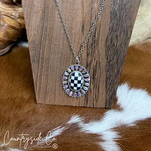 Checkered Statement Necklace