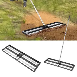 Updated 36 Inch Stainless Steel Lawn Leveling Rake with Roller 10 Inch Drum and 83.9 Inch Adjustable Handle Heavy Duty Yard Leveler Effort Saving Lawn Grading Tool for Yard Golf Court