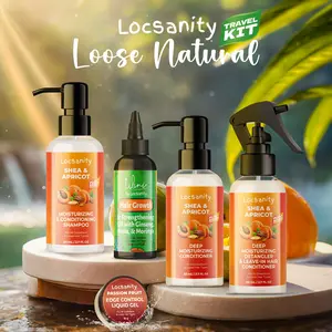 Locsanity Loose Natural Sample Travel Kit, 2-in-1 Shampoo and Conditioner, Deep Conditioner, Hair Oil, Detangler/Leave-in Conditioner, Liquid Edge Gel Cleansing Haircare