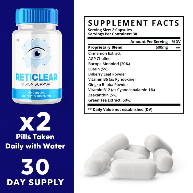 (3 Pack) Reticlear Pills, Support Healthy Vision & Enhance Eye Function 180ct