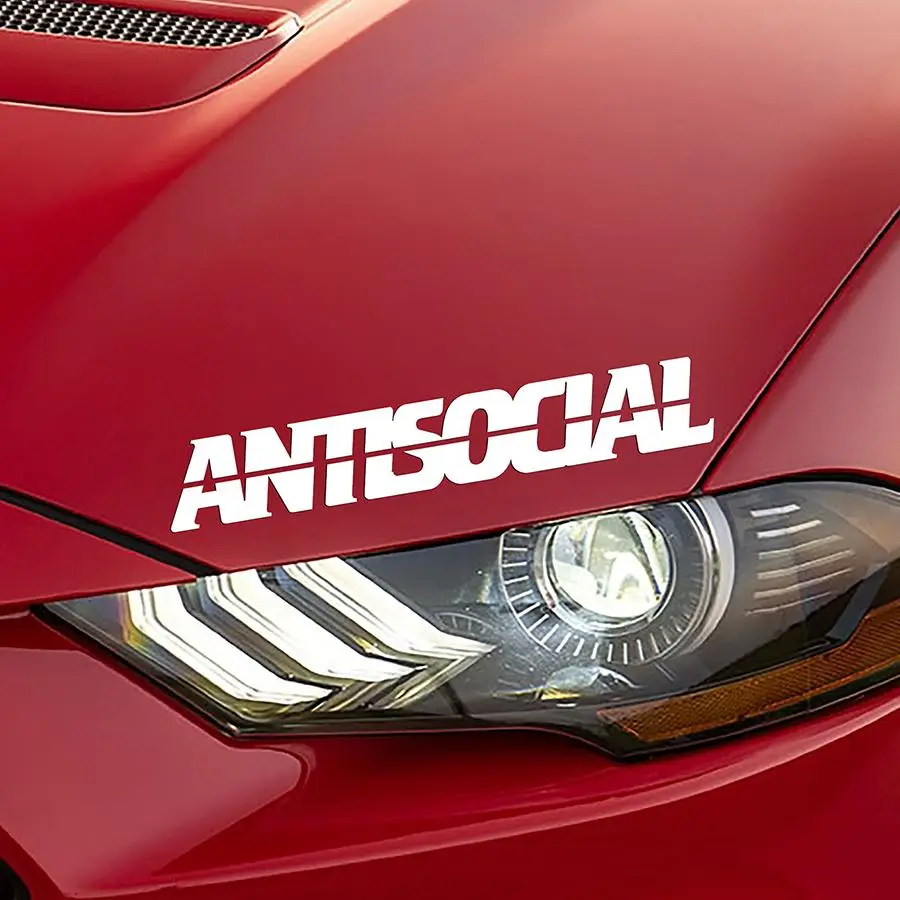 Anti-social Letter Pattern Car Decorative Sticker, Car Body Personalized Sticker, Car Mirror & Window Sticker, Car Decoration Accessories, Car Decals,