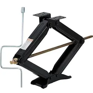 24" RV Scissor Jack Stabilizer, 7500 lb Load Capacity Leveling Support with Crank Handle, Adjustable Height 4"-24", Heavy Duty Powder Coated Steel for Travel Trailer Camper RV