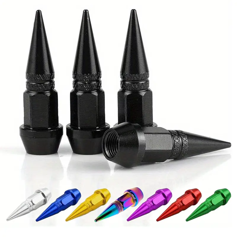Dustproof Tire Wheel Stem Cap, Spiked Aluminum Stem Valve Cap, Tyre Repair & Fitting Tool for Cars, SUVs, Trucks, Bicycles and Motorcycles