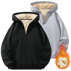 Fleece-Lined Hoodie Jacket for Men & Women - Cozy Kangaroo Pocket Solid Color Oversized Hooded Sweatshirt Perfect for Autumn/Winter, A Must-Have for Outdoor Activities