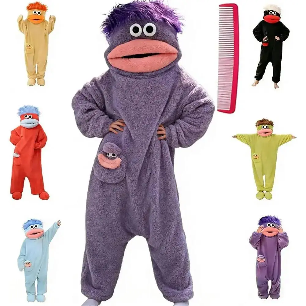 Funny Big Head Frog Hooded Oversized Onesie, Thick Upgrade Milk Velvet Plush Material, Breathable Skin Friendly Warm Full Body Onesie Outfit, Ideal Home Lounge Wear Birthday Holiday Party Cosplay Costume