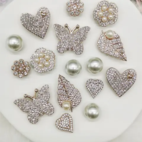 Butterfly, Leaf, Flower, Heart Design Shoe Charms, Bling, Sparkling Shoe Charms, Rhinestone Decorated Shoe Accessories, Decorative Shoe Accessories, Shoe Adornments, Cute Shoe Decorations, Shoe Decorations for Women Sandals Slides Slippers, Shoe Charm Set
