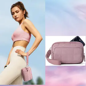 Upgrade Double-layer Wristlet Wallets for Women Nylon Quilted Wallet with 3 Zipper Purse for Travel Credit Card Holder Phone Organizer Quilted Phone Organizer Purse, Nylon Credit Card Holder with RFID Blocking Built in Wallet