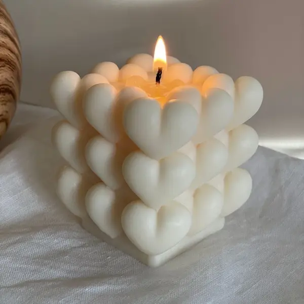 Heart bubble candle, Bubble Cube Candle, Home Decor, Table Candle, Heart Cube Candle, House Warming Gift, Decorative Candle