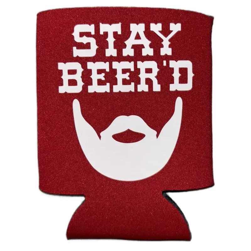 Stay Beer’D Beer Coozie for 12oz Cans Can Cooler Sleeve Men with Beards Drinkware Stylish