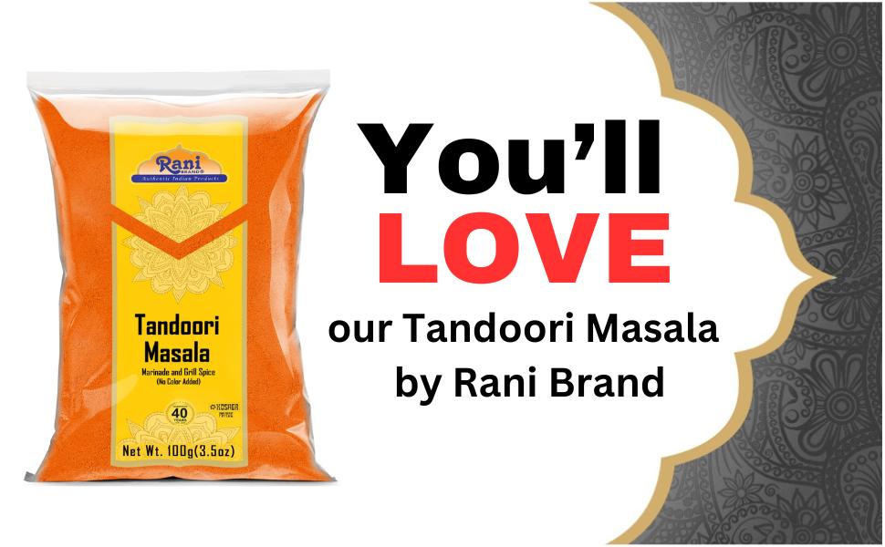 Rani Tandoori Masala (Natural, No Colors Added) Indian 11-Spice Blend 3.5oz (100g) ~ Salt Free | Vegan | Gluten Friendly | NON-GMO | Kosher | Indian Origin Rani Tandoori Masala (Natural, No Colors Added) Indian 11-Spice Blend 3.5oz (100g) ~ Salt Free | Vegan | Gluten Friendly | NON-GMO | Kosher | Indian Origin