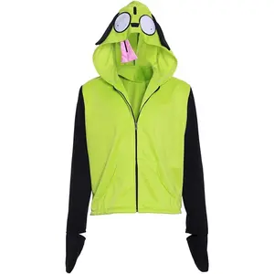 Men's Gir Invader Cosplay ZIM Hoodie Zip Up Sweatshirt Hooded Sweater Jacket for Halloween Christmas