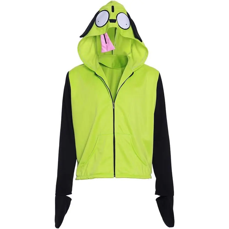 Men's Gir Invader Cosplay ZIM Hoodie Zip Up Sweatshirt Hooded Sweater Jacket for Halloween Christmas