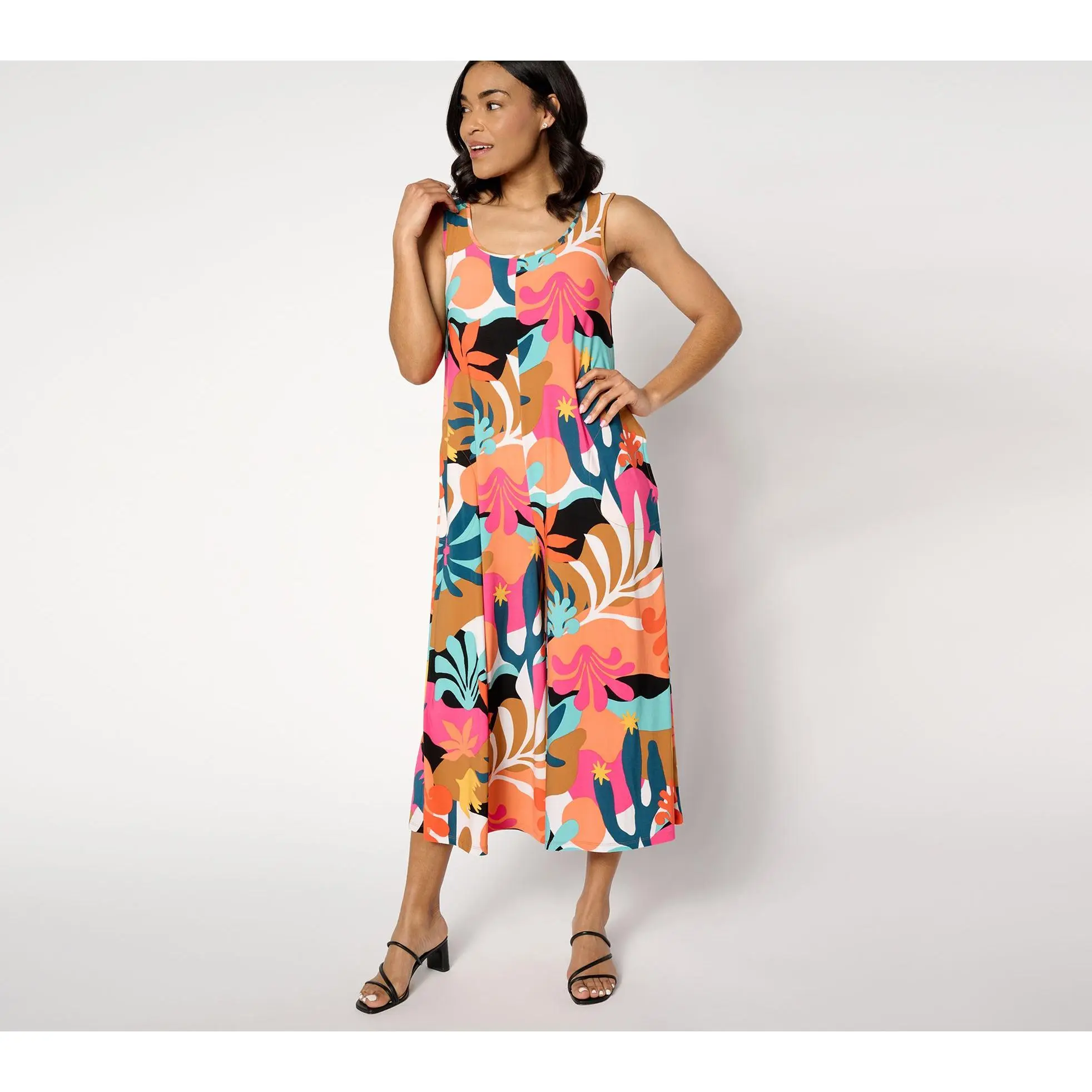Attitudes by Renee Regular Como Jersey Wide-Leg Crop Jumpsuit