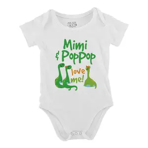 Funny Baby Babysuit Mimi And PopPop Love Me Grandson Dinosaur Letter Print Baby Short Sleeve Onesies Romper For Infant, Newborn Boys Girls Soft Casual Outfit ，Outdoor Baby Bodysuits