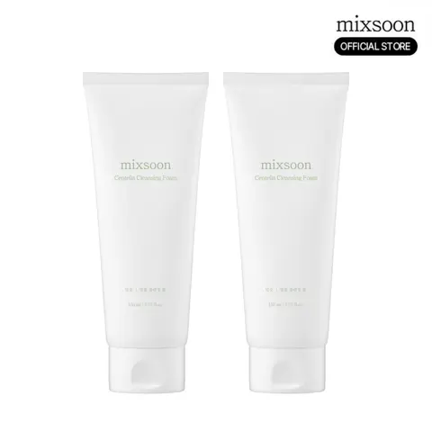 [mixsoon Official] Centella Cleansing Foam Duo (5.07 fl.oz/150ml x 2) - Mild, Low pH Moisturizing Cleanser for Glass Skin