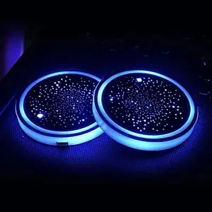 2 Pack LED Cup Holder Lights for Car, Rechargeable 7 Color-Changing Light Up Cup Holder Insert Coasters, Car Accessories