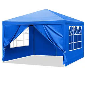 10x10 Canopy  Sidewalls, Instant Portable Canopy Tent  Carry Bag for Commercial Events, Camping, Parties - Blue Faux Wood Gazebo with Netting and Curtains Sturdy Khaki Metal Patio Lightweight Foam-Filled Kids Bean Chair Outdoor PE Rattan Sofa Set, Weather