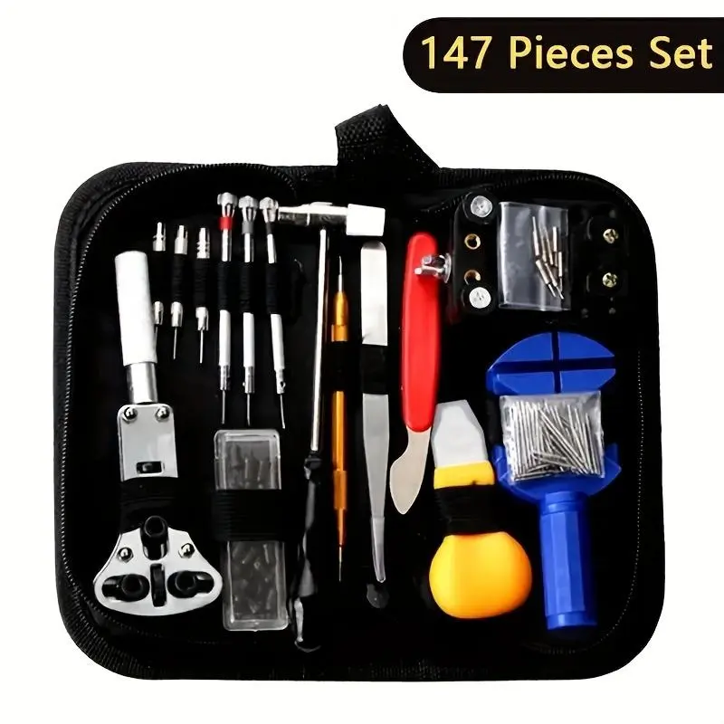 Watch Repair Tool Set, Watch Repair Kit, Watch Repair Tool Set with Storage Bag, Professional Watch Repair Tool Kit for Watchmaker, Hand Tools, Portable Repair Tools