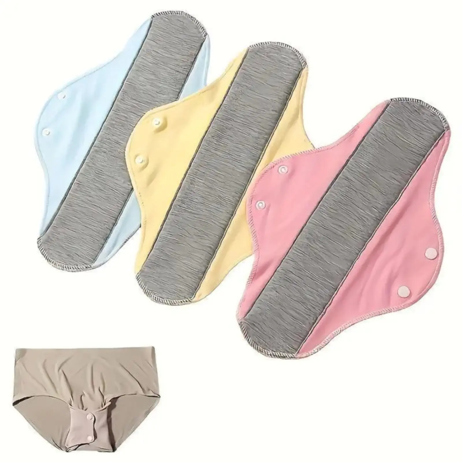 Women's Washable Liners in a Solid Pattern, Reusable and Waterproof Travel Size Multi Pack for Adults - 4pcs