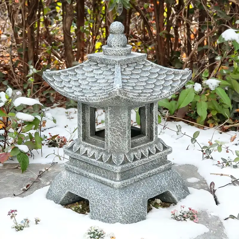 Tower Garden Statue - Traditional Asian Design, Stone Material, Decorative Outdoor Lighting, Perfect for Gardens and Landscaping