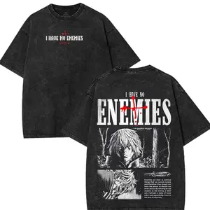 Vinland saga Thorfinn Karlsefni I Have No Enemies 2 Sided anime graphic tees Acid Washed TSHIRT, Hoodie anime Menswear Top merch Cotton Fabric Soft Collar