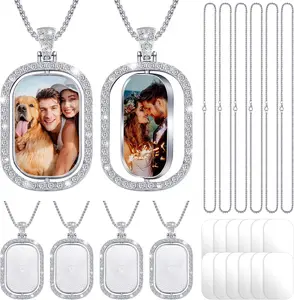 1Set Jewelry Making Pendant Tray Set - Dual-Sided Photo/Pattern Trays with 6 Chains,6 Blank Discs Storage Bags - Easy Assembly, Durable Alloy Synthetic Construction for DIY Pendants,Sublimation Crafts summervibes