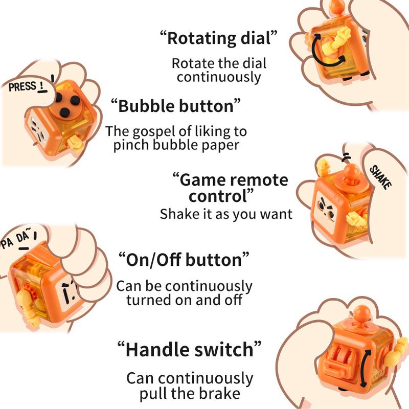 6/12 Sides Cube Decompression Toy Rainbow Stress Relief Autism ADHD OCD Anxiety Sensory Toys Fingertip Desk Toy for Kids Adult #TTMN