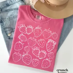 Strawberry Comfort Colors Cottagecore Shirt for Women Strawberry Shirt Strawberry Lover Gift for Gardener Tshirt Fruit Tee Botanical Shirt