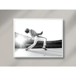 [SALE UP TO 50% - UNFRAMED] Freddie Mercury Poster Queen Rock Band Print Iconic Music Singer Black and White Vintage Artistic Room - Complimentary Delivery