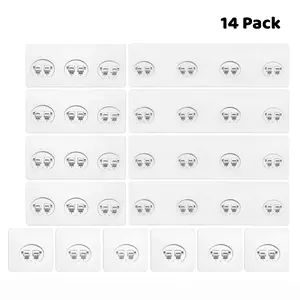 14-Pack Modern Self-Adhesive Shower Hook Set, Bathroom Hardware Replacements for Bathroom Corner Shelf Baskets, Kitchen Racks, and Modern Shower Organiser