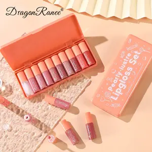 10-Piece Cute Orange Shimmer Lipstick and Lip Gloss Set Make Up Makeup Cosmetic