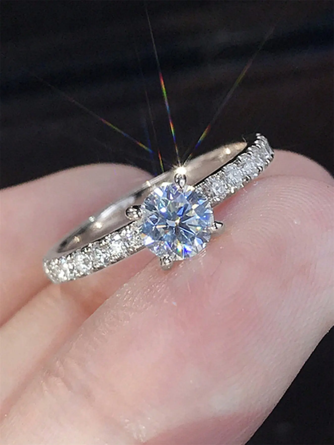 Elegant Women's Copper Ring, Synthetic Zircon Rings, Artificial Zircon Jewelry Gift for Wedding Party, All-Season Fashion Accessory, Simple Design, Wedding Promise Rings