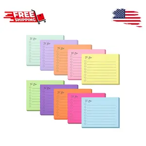 10 Pack Sticky Notes, 500 Sheets Self-Stick to Do List with Line, 3x4 Inch