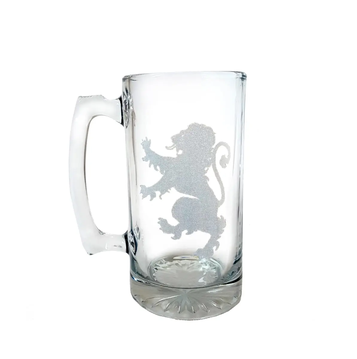 Lyoncraft SSLR01 16 oz Laser Engraved Lion Rampant Beer Stein, Non-Leaded Dishwasher Friendly Freezer Safe Drinkware Glass