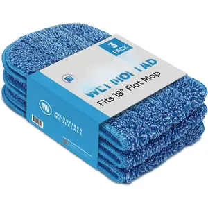 (TM) 18 inch  Mop Pads - Machine Washable, , Refills & Replacement Wet Mop Heads Compatible with Any  Flat Mop System (3 Pack)