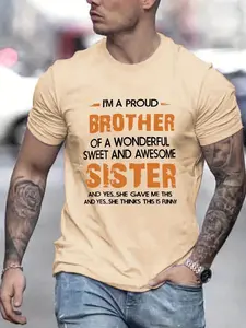 English Print Round Neck T-Shirt, Must-Have Fashion Essential, Super Cool Street Style, Simple Versatile Design, Slim-Fitting Casual Top