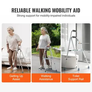 VEVOR Folding Hemi Walker, One Arm Folding Walker for Seniors with 6-Level Adjustable Height, Lightweight Aluminum Side One-Hand Style Mobility Aid for Elderly Handicapped Disabled, Up to 350LBS