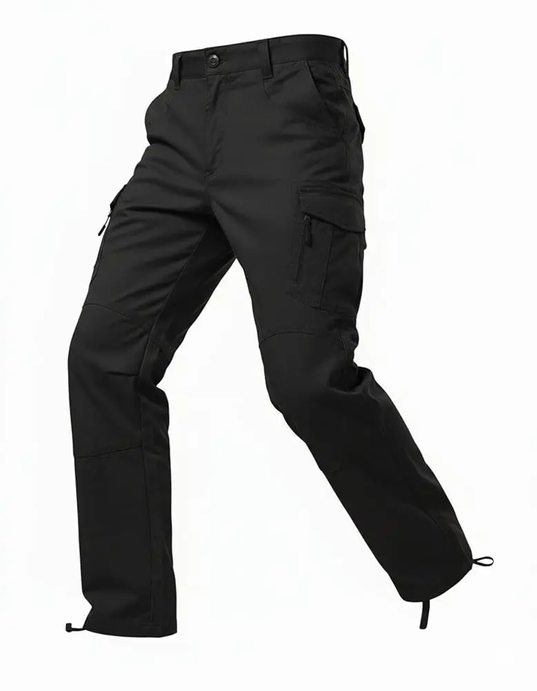 Men's Cargo Pants Relaxed Fit Stretch Casual Work Pants Straight Twill Chino Pants with 8 Pockets (No Belt)