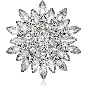 Exquisite Crystal Flower Corsage Bouquet Brooch Pin for Women Girls Rhinestone Floral Lapel Pins Clip Sweater Coat Scarves Dress Suit Badges Brooches Pins Fashion Jewelry Gifts Wedding